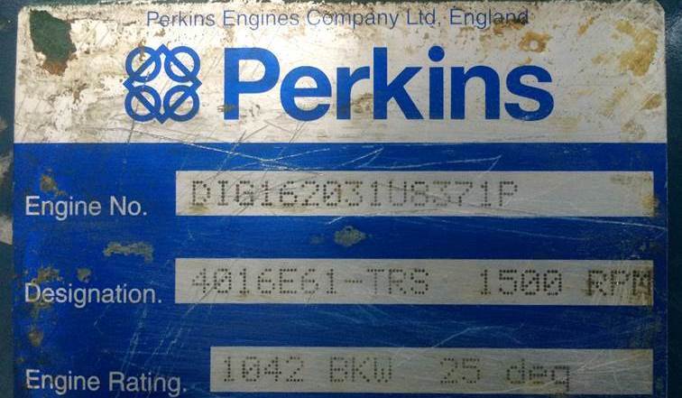 Шильдик двигателя ­Perkins 4016E61-TRS